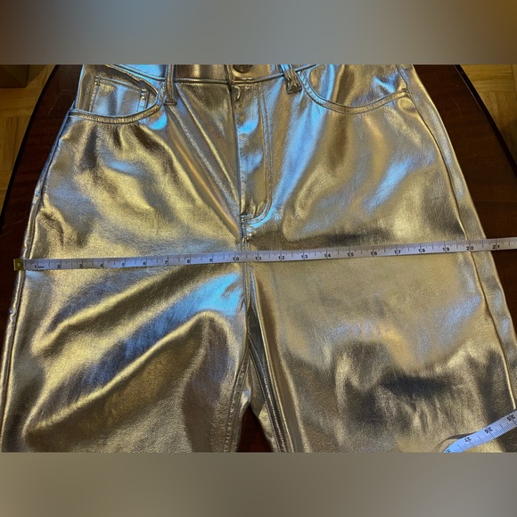 Abercrombie & Fitch Silver Metallic Vegan Leather Pants. Straight. Party. Sz 29 - Picture 11 of 12
